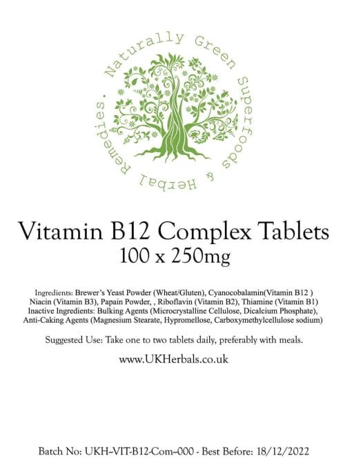 Vitamin B12 Complex Tablet Product Label